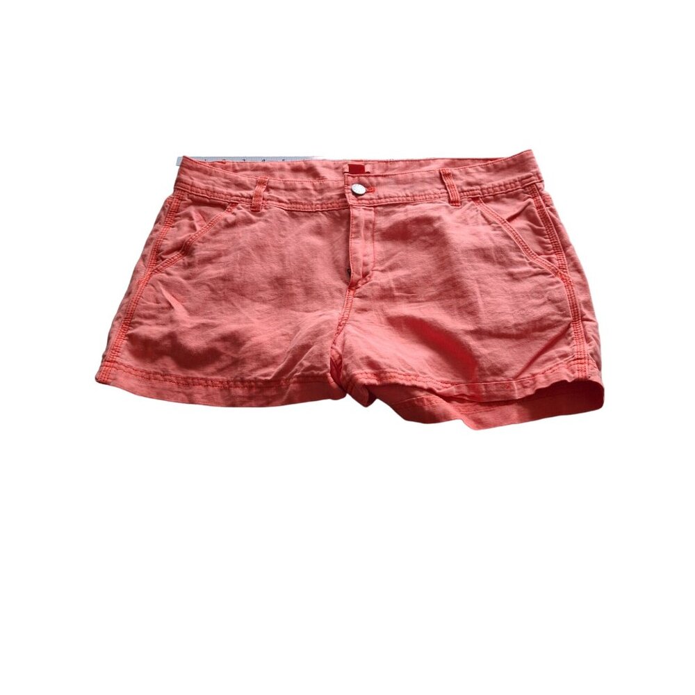 J Crew Womens Hi Rise Shorts Size 9Coral Linen Blend Summer Beach Travel Preppy